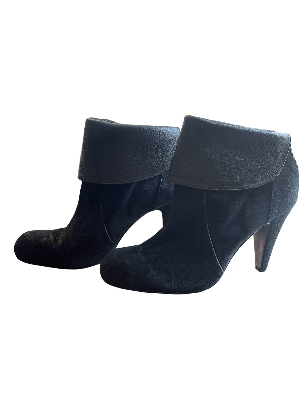 Jessica Bennett Women Black Ankle Boot / Bootie Sz 12 Faux Suede / Leather Combo