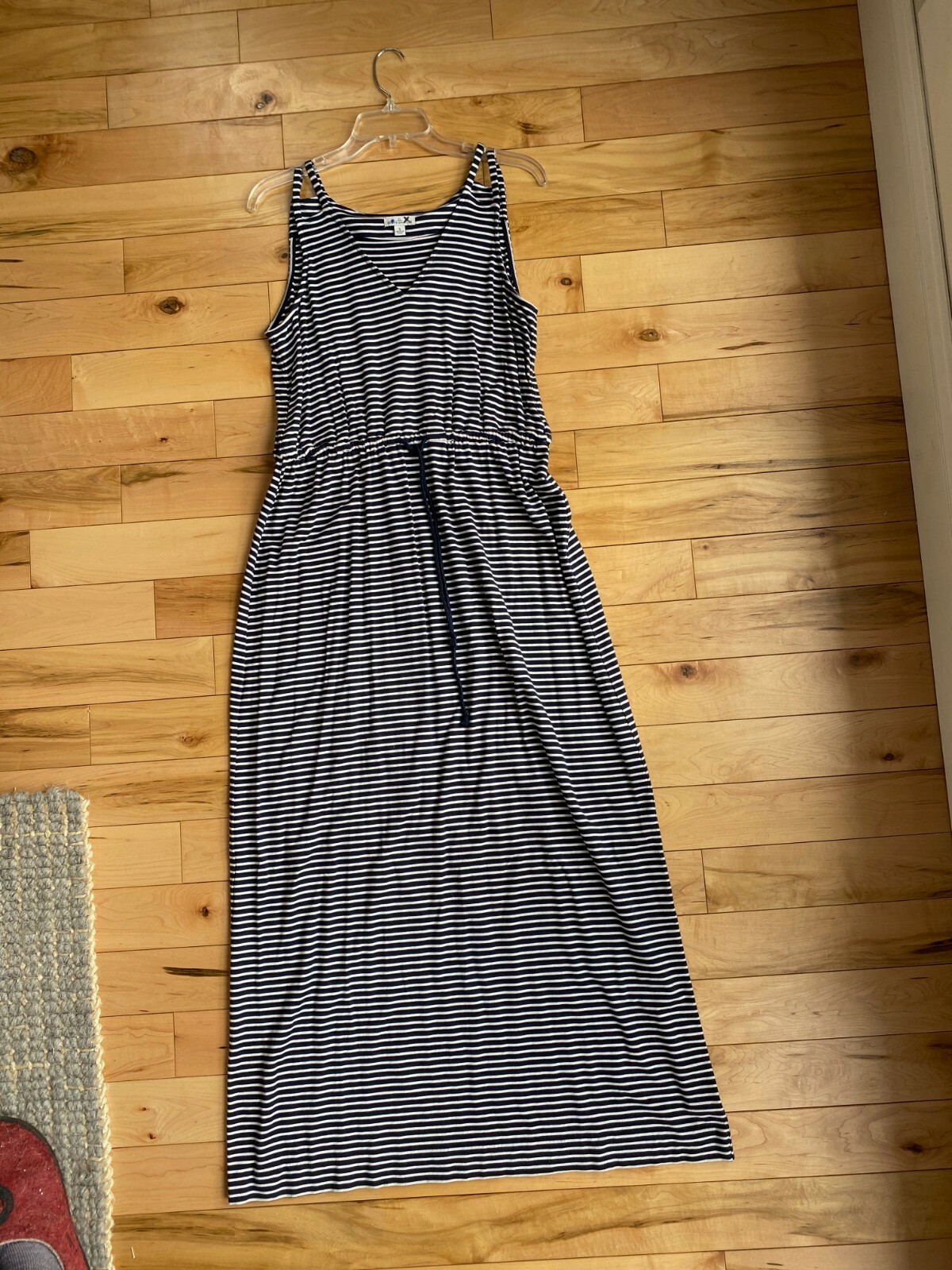 Womens LL Bean striped cotton maxi dress size S in EUC