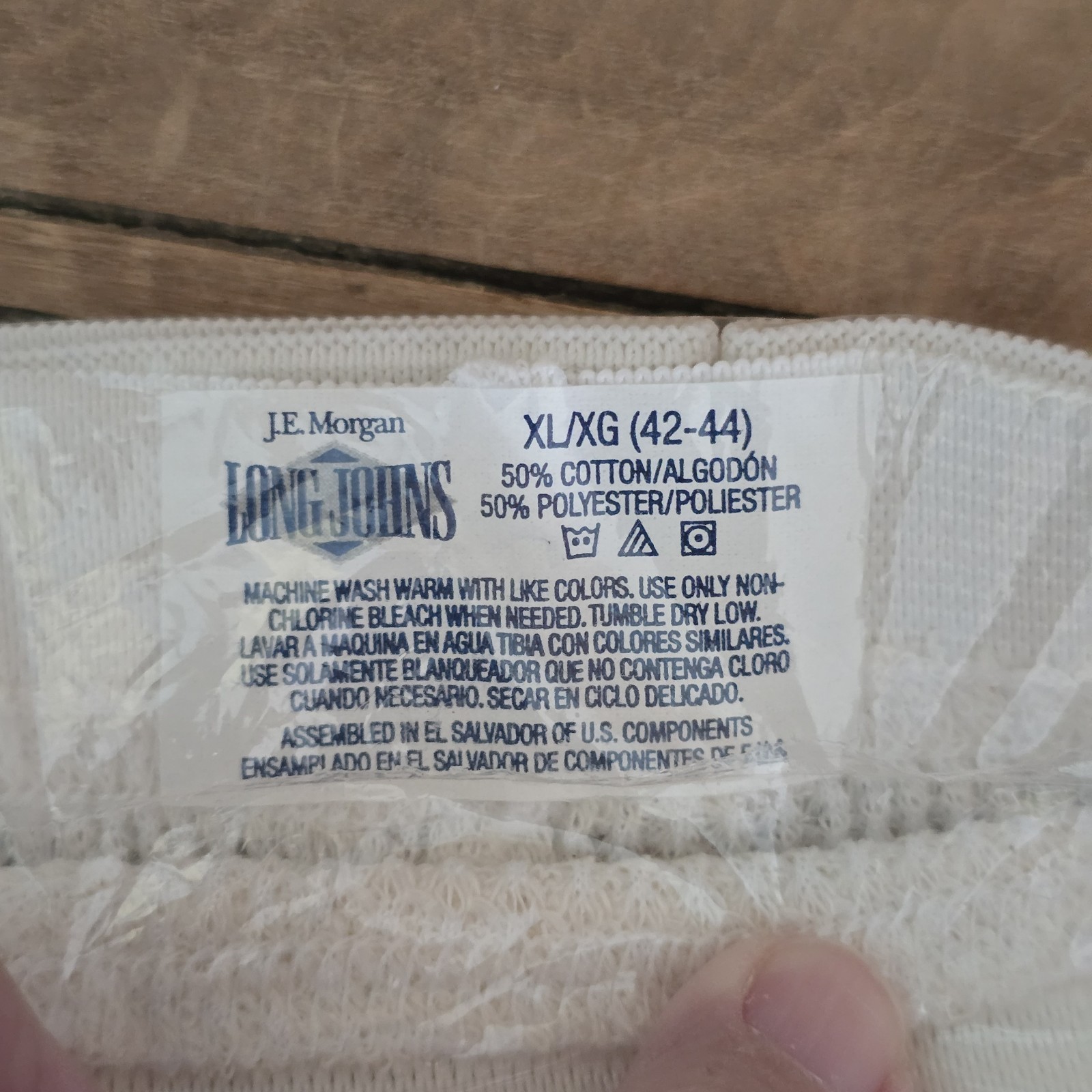 J.E. Morgan Long Johns Thermal Pants Mens Size XL 42-44 White Waffle Knit