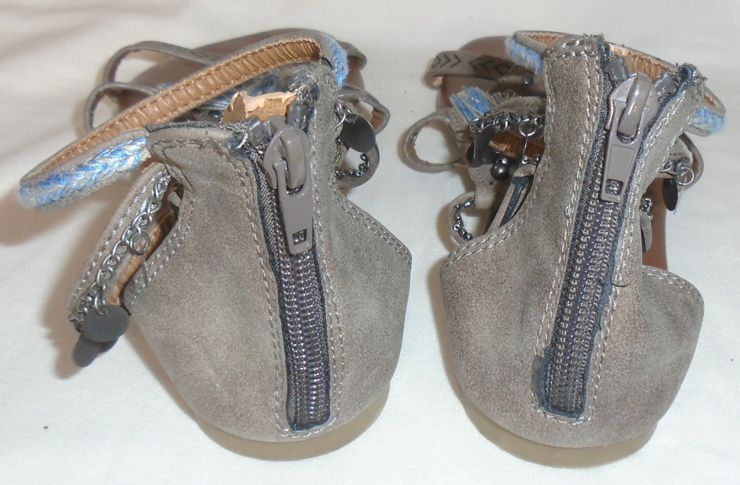JellyPop Studded Gladiator Sandals, Strap/Chain/Tassels Accent, Boho, Sz 7 M