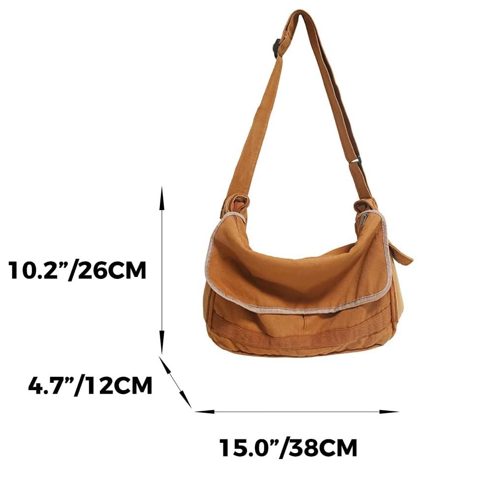 Vintage Canvas Messenger Bag for Men Women 15.0×4.7×10.2 inches, Army Green
