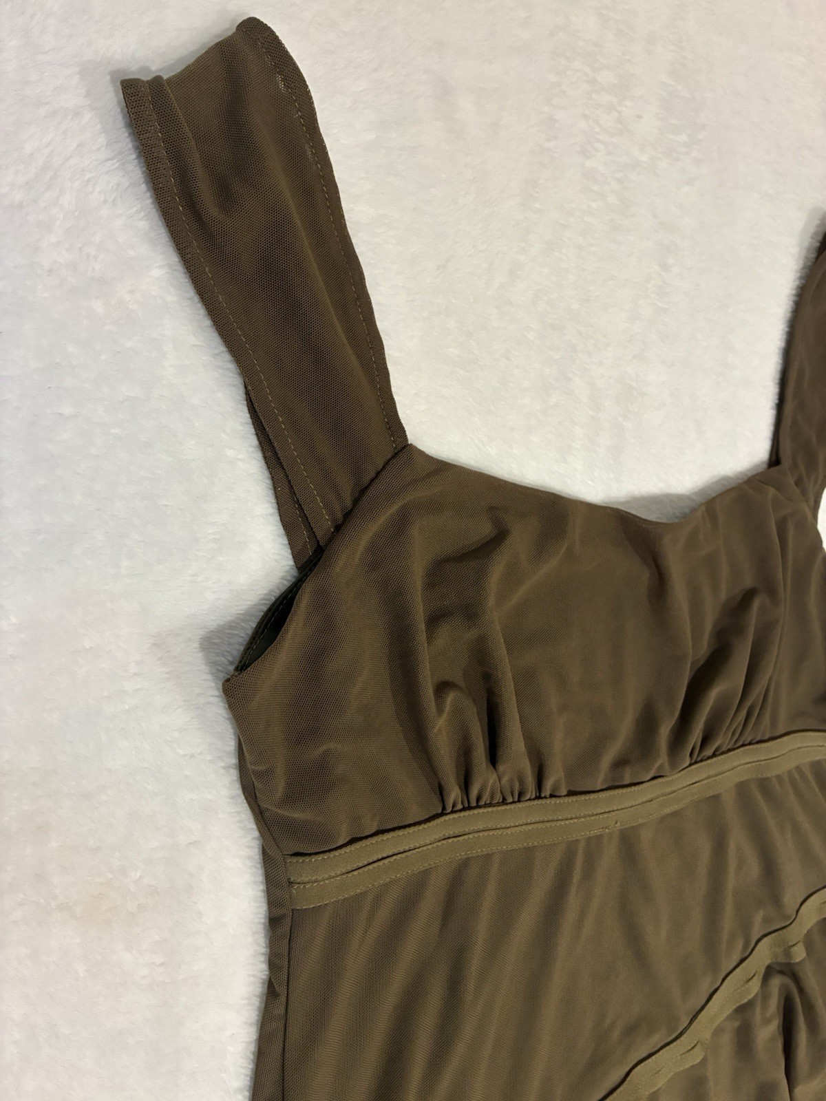 Mesh U-neckline Asymmetrical Ruffle Trim Knotted Tank Medium Fairy Core Festival