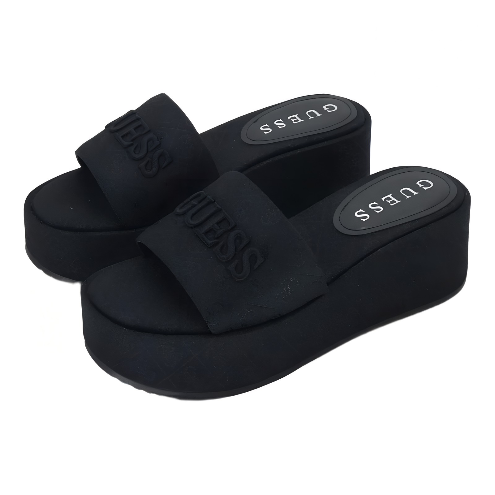 GUESS Bintai 2.36in Platform Slide Sandal Black Womens 9M