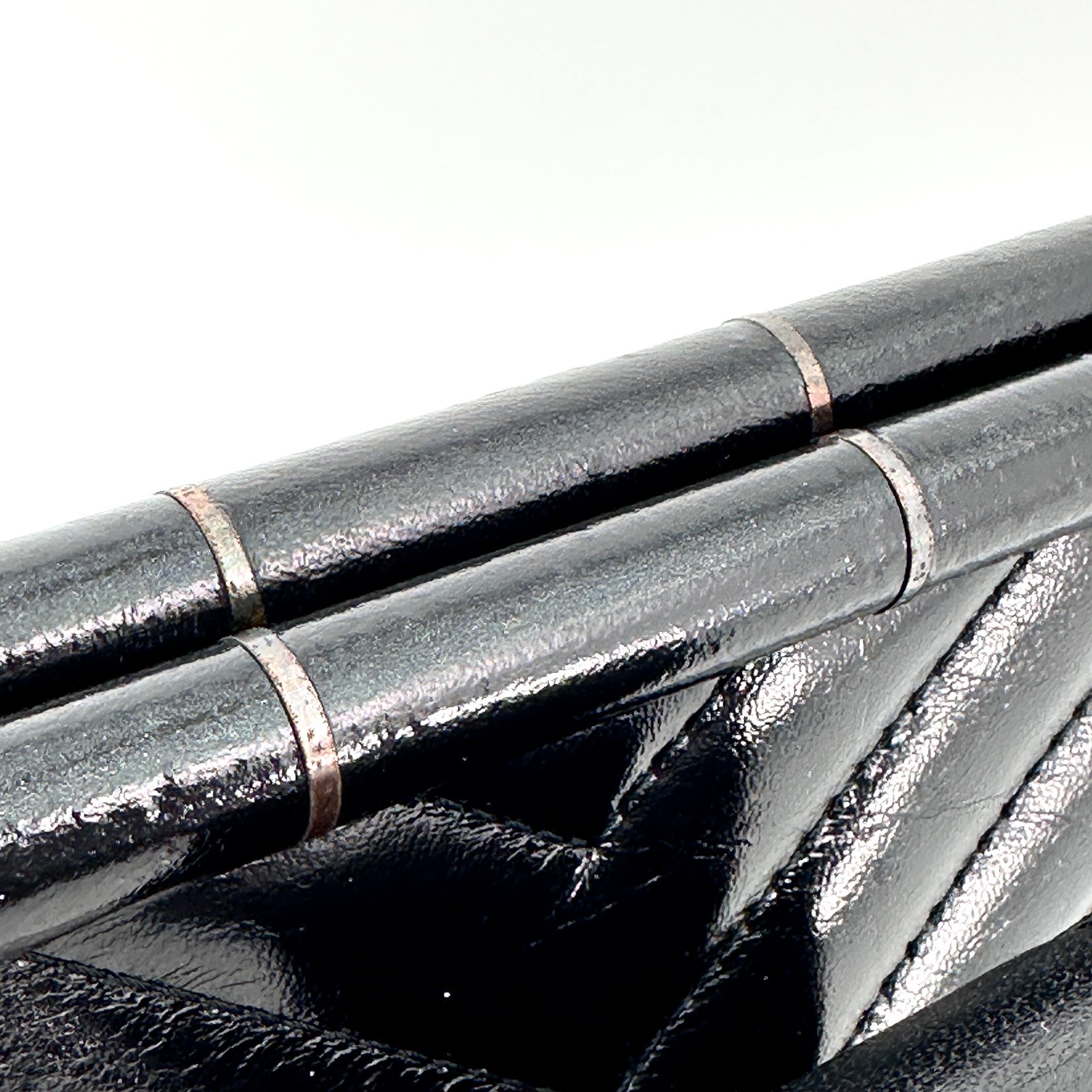 Yves Saint Laurent Black Leather Clutch Bag V stitch YSL Purse Vintage Authentic