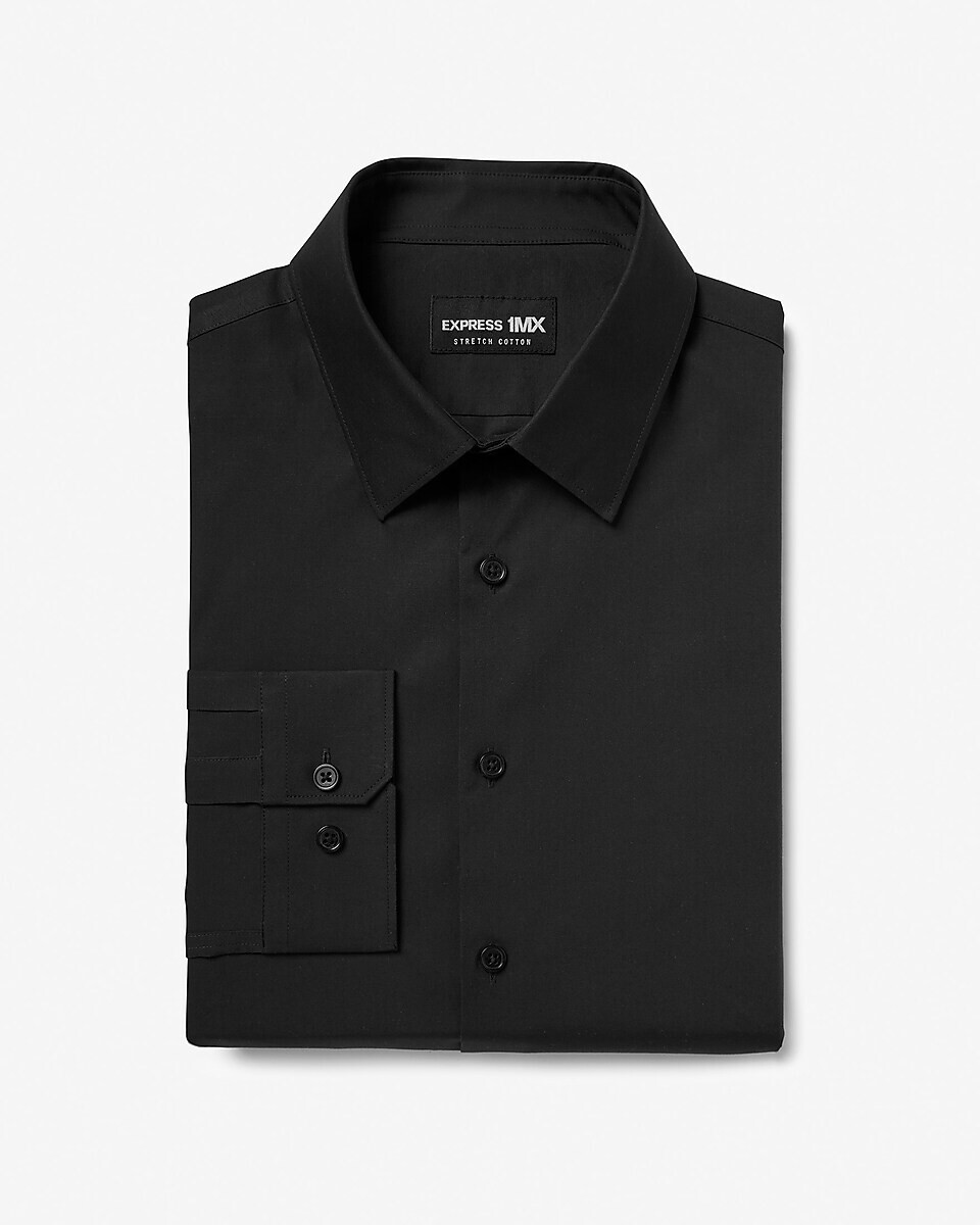 NEW EXPRESS $68 BLACK EXTRA SLIM STRETCH COTTON 1MX DRESS SHIRT SZ M MEDIUM