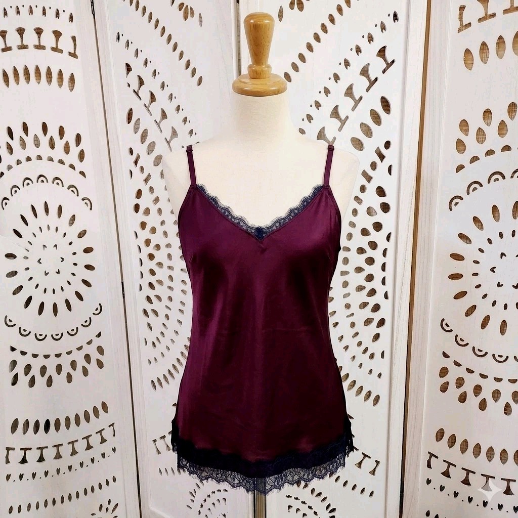 White House Black Market New With Tag Dark Purple Lace Cami SP Fairy Goth