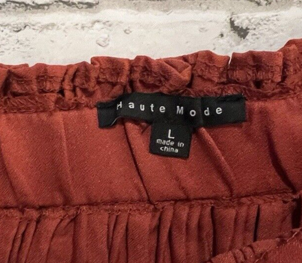 Haute Monde Skirt Womens Pleated Solid Tie Rust Large * READ New