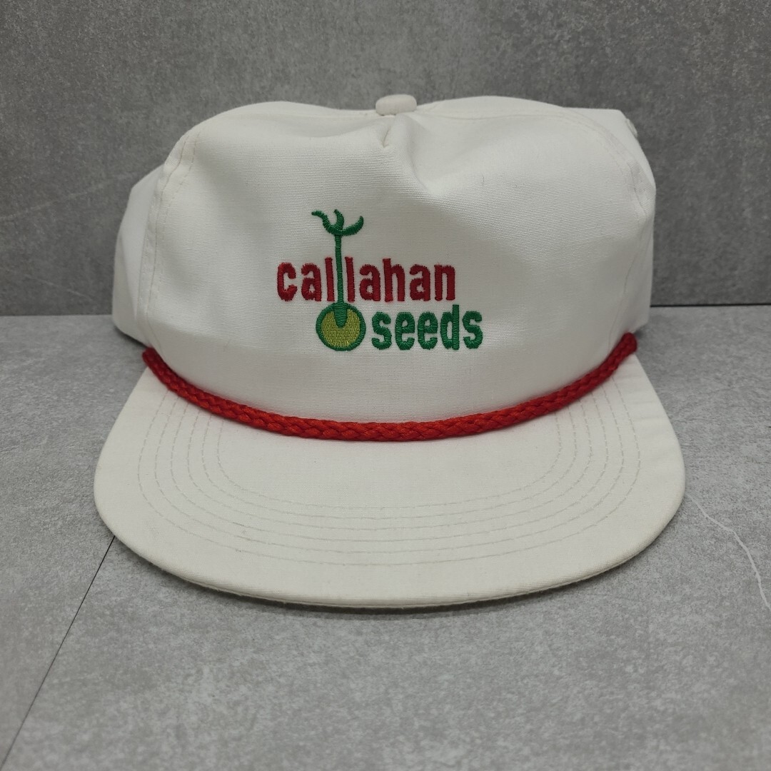 Vtg Callahan Seeds Company Logo Snapback America’s Legend Made In USA Cap White