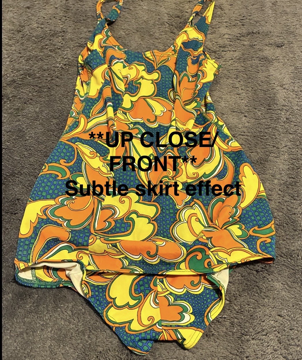 Vintage 1960’s Dolfin Corp. Bathing Suit Swimsuit Romper Mod Paisley Swirl SZ S