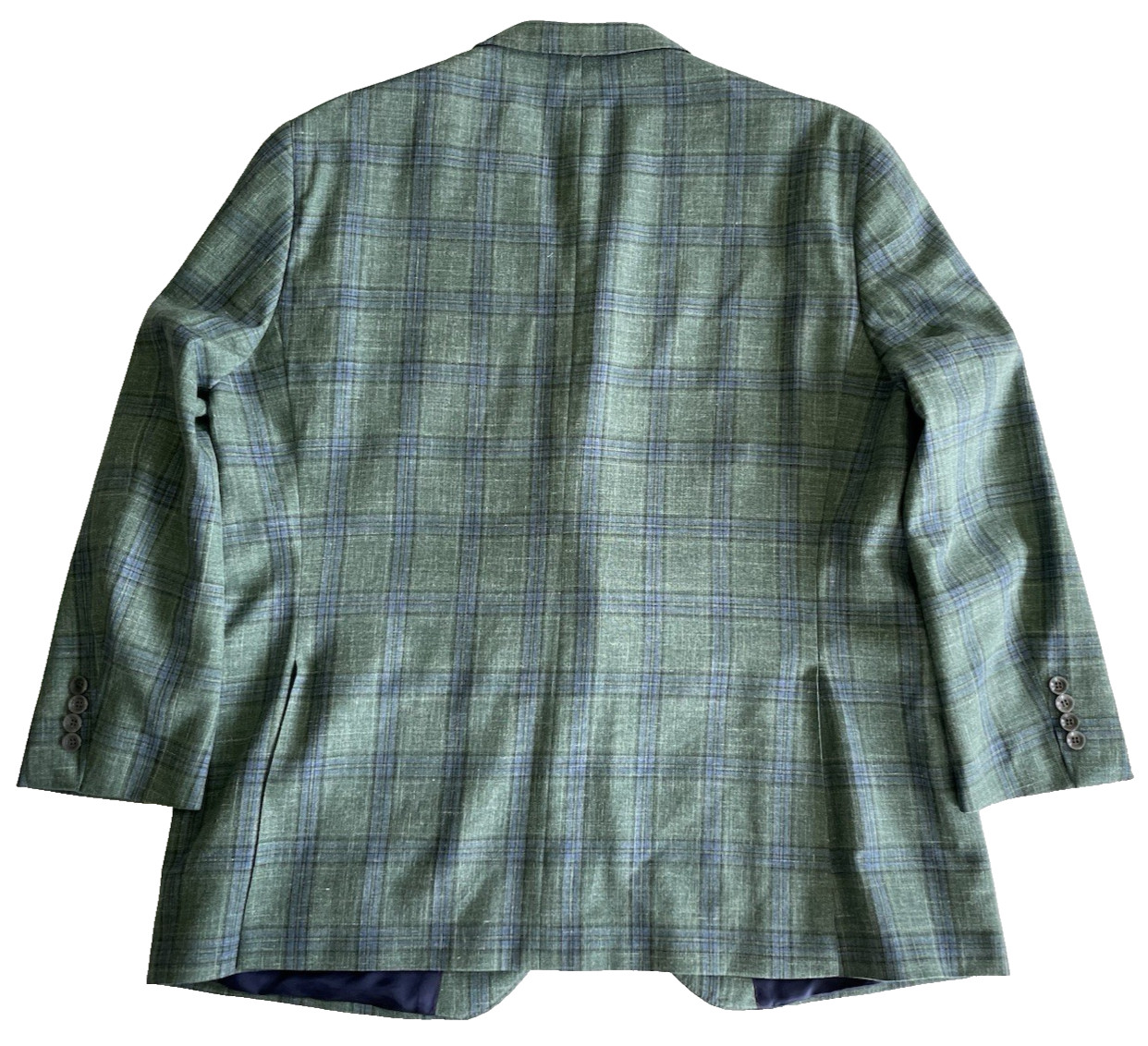 Cremieux Loro Piana Summertime Sport Coat Mens 48R Plaid Green Wool Silk Linen