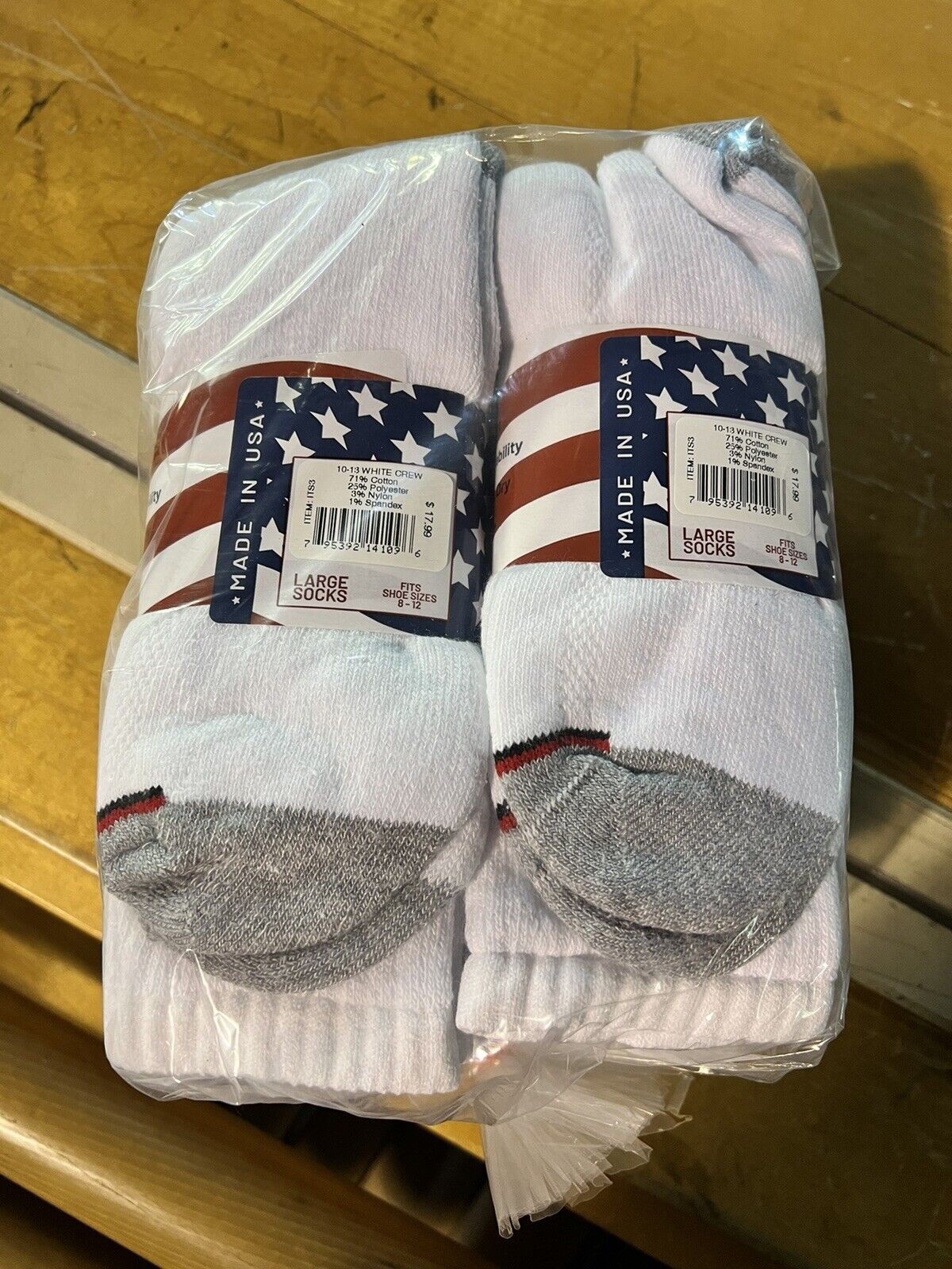 6 Pair Men’s Heavy Duty White Work Socks Cotton Crew Solid Socks Size 10-13