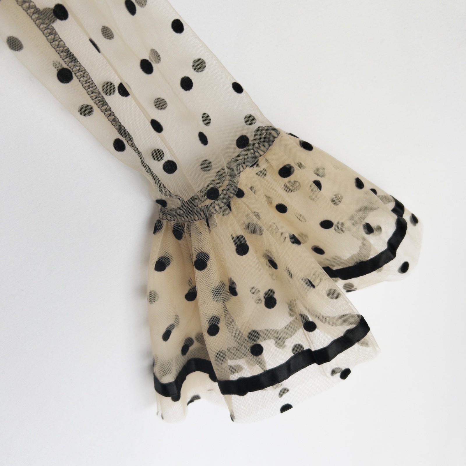 Analisa Splendid Polka Dot Mesh Twee French Retro Ruffle Cuff Dress Womens S NWT