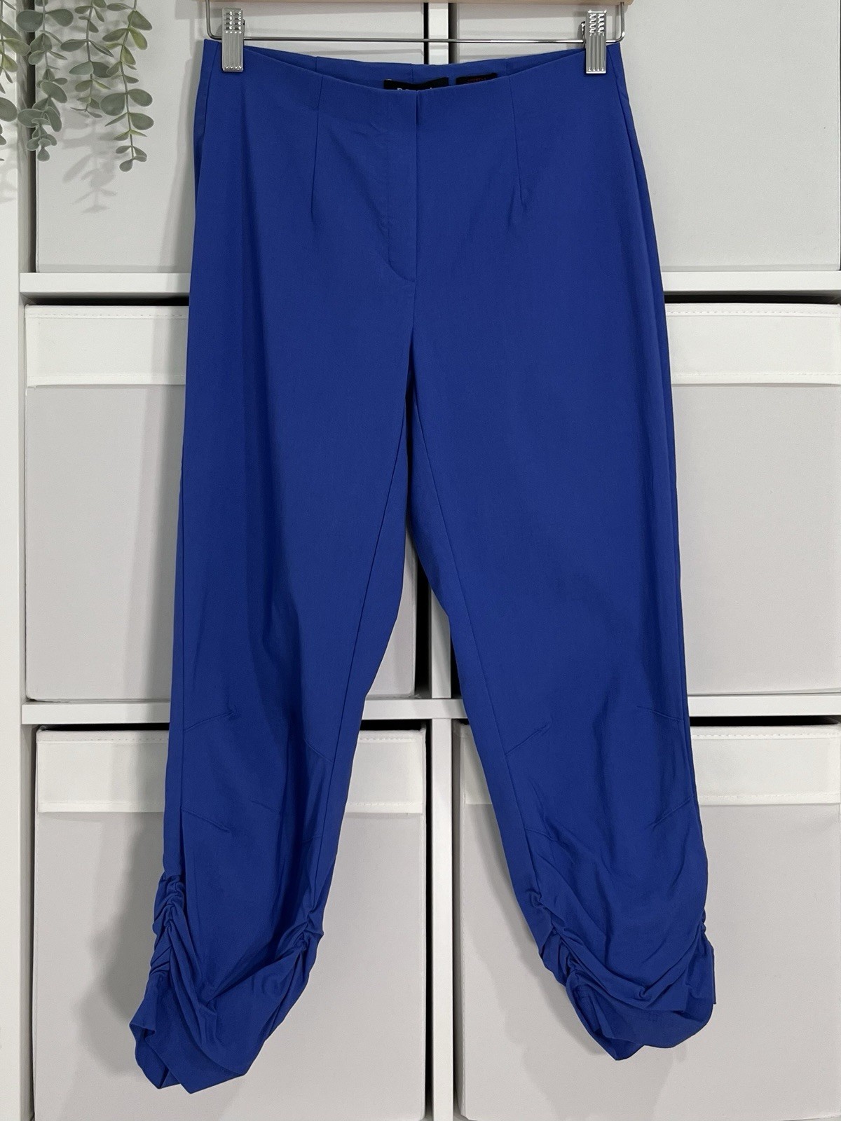 Robell Susan 07 Ruched Trousers Size 8 Blue Pull On Elastic Waist W27 L21
