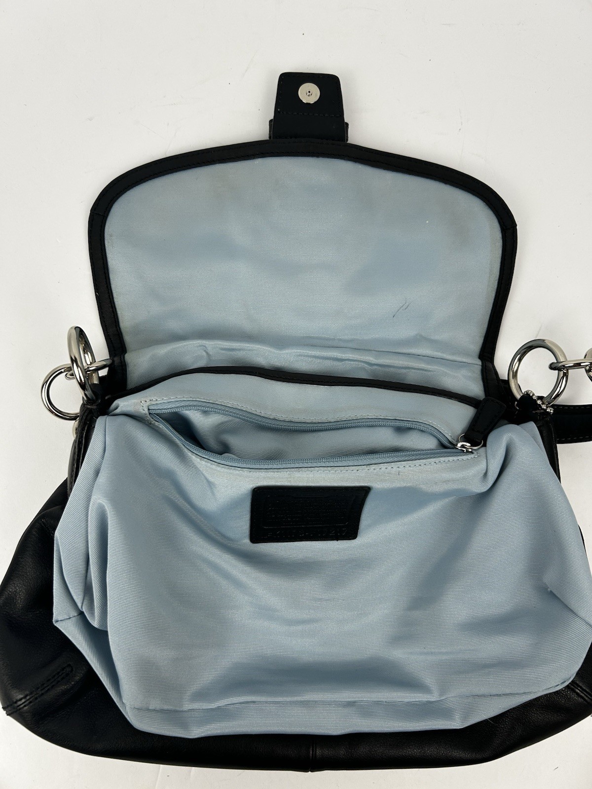 Coach Vintage Black Pleated Soho Y2K Soft Leather w/Buckle Shoulder Bag Flap