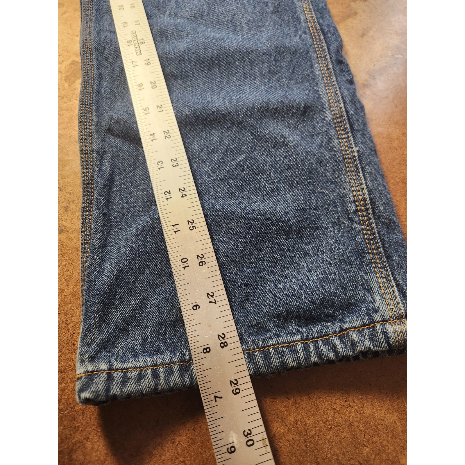 BERNE Mens Carpenter Jeans Size 30×30 Blue Denim Red Flannel Lined Workwear Pant