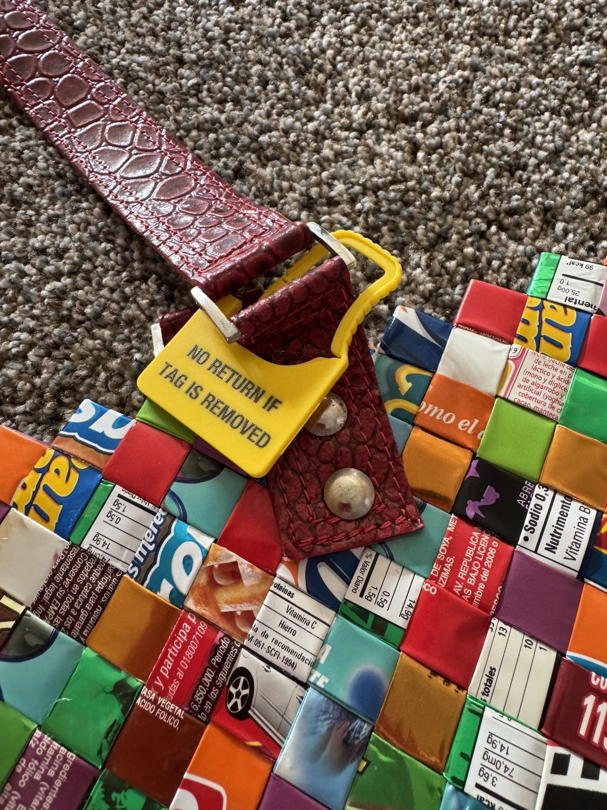RARE Nahui Ollin TOP HANDLE Candy Wrapper Woven Tote/Purse Top Handle Pop Art
