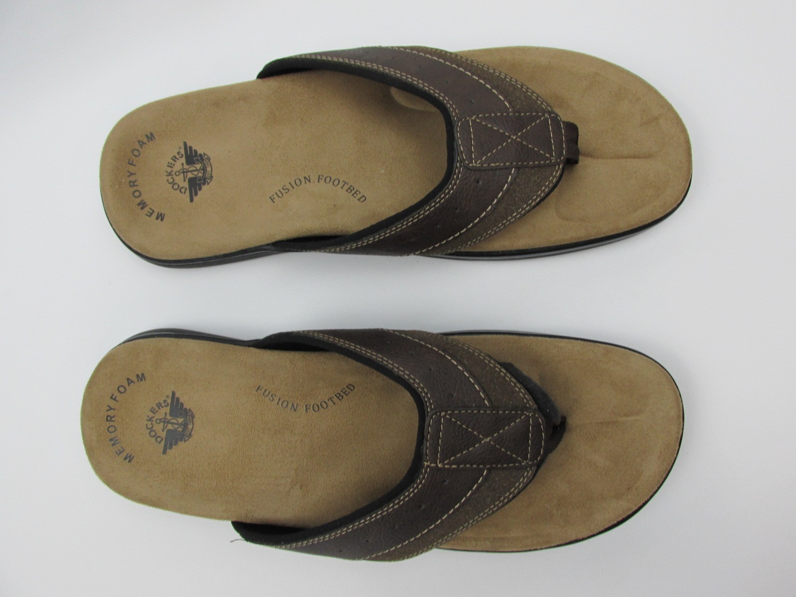Dockers Laguna Casual Thong Sandals Brown Memory Foam Fusion Footbed Men’s 13