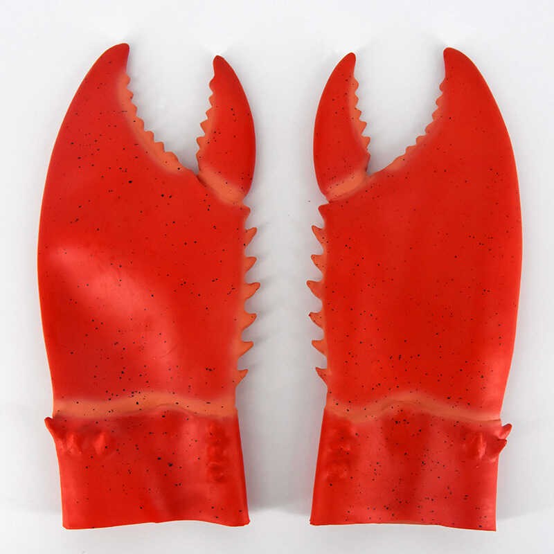 Novelty Cute Cartoon Funny Red Crab Pincers Cosplay Latex Gloves Halloween Gift