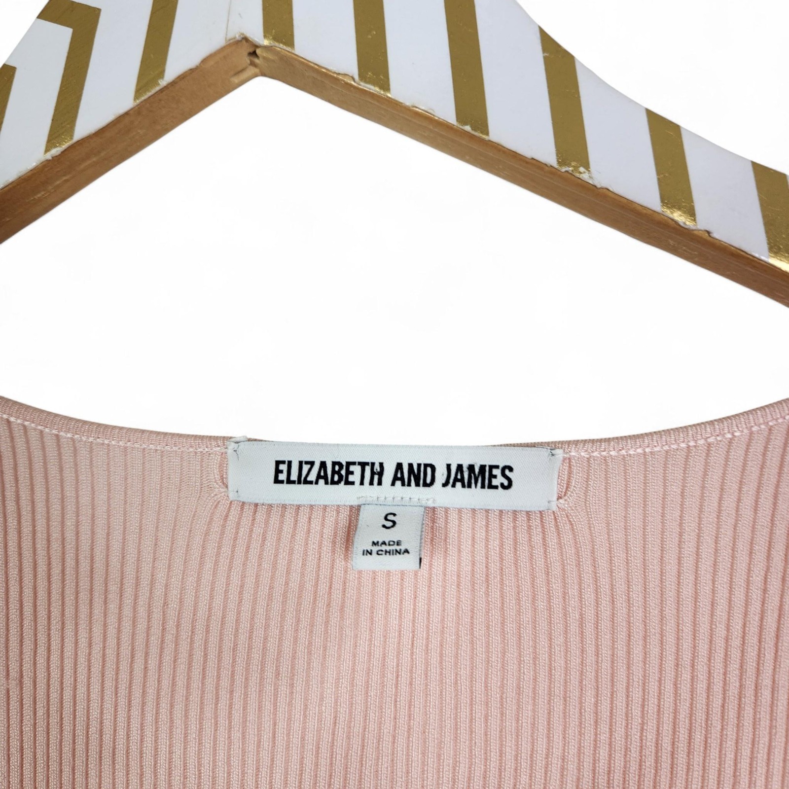 ELIZABETH AND JAMES Sweater Womens Small Pink Willow Ribbed Bell Sleeve Pullover