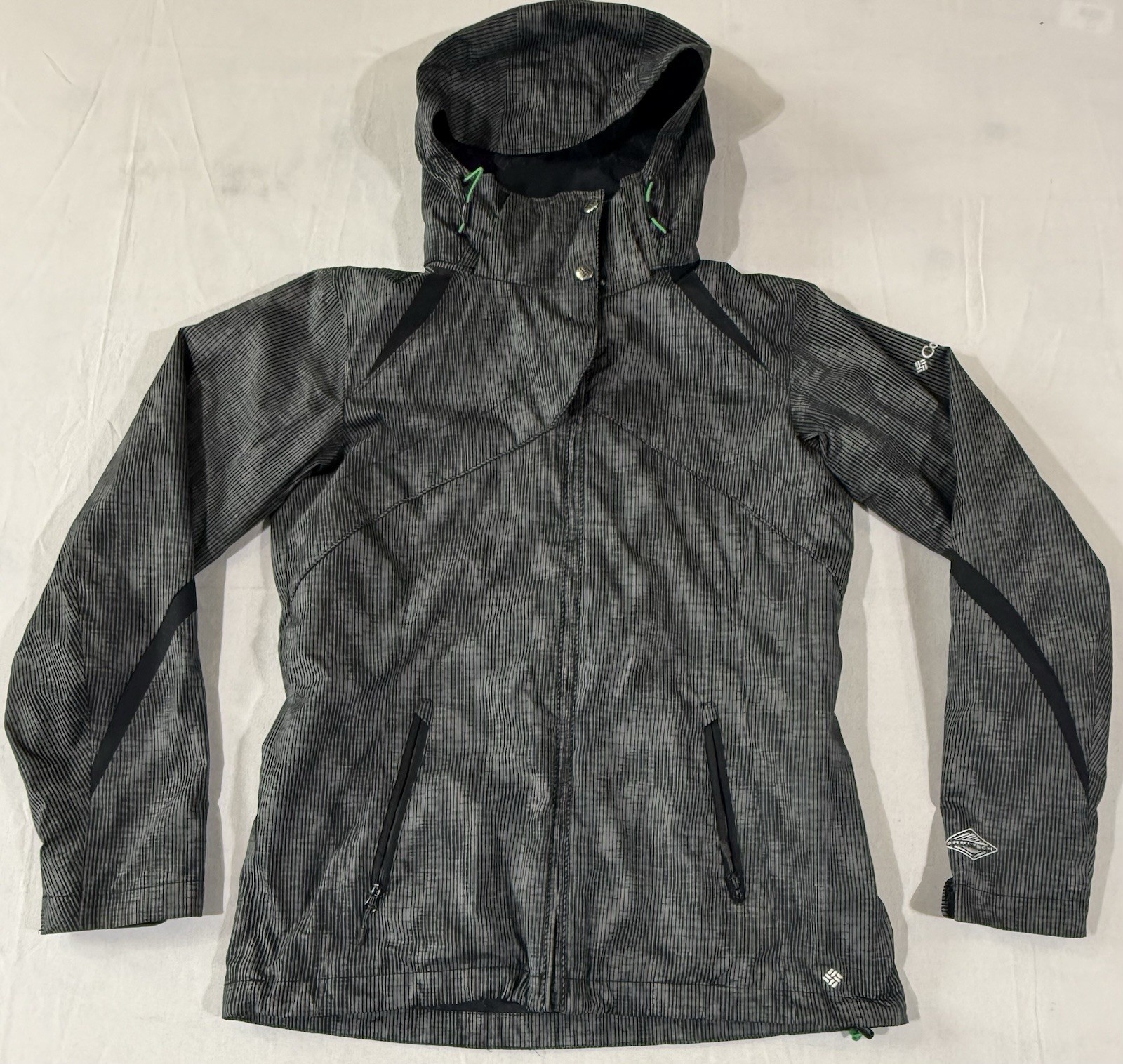 Columbia Omni-Tech Rain Jacket Womens Small Gray Sealed Seams Hooded Outdoors