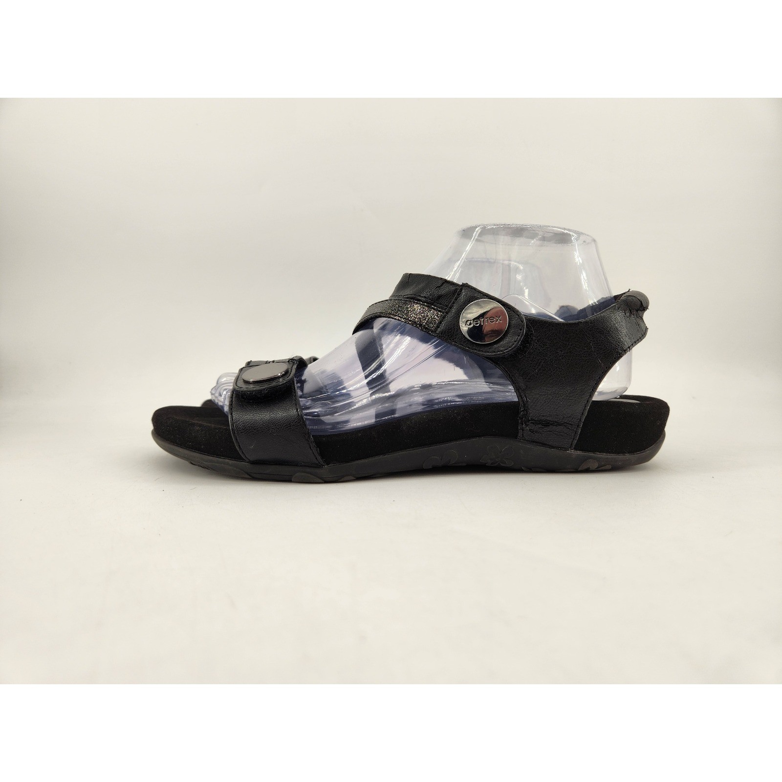 Aetrex Jess Strap Sandals Womens 9-9.5 Black Metallic Strappy Comfort SE210W