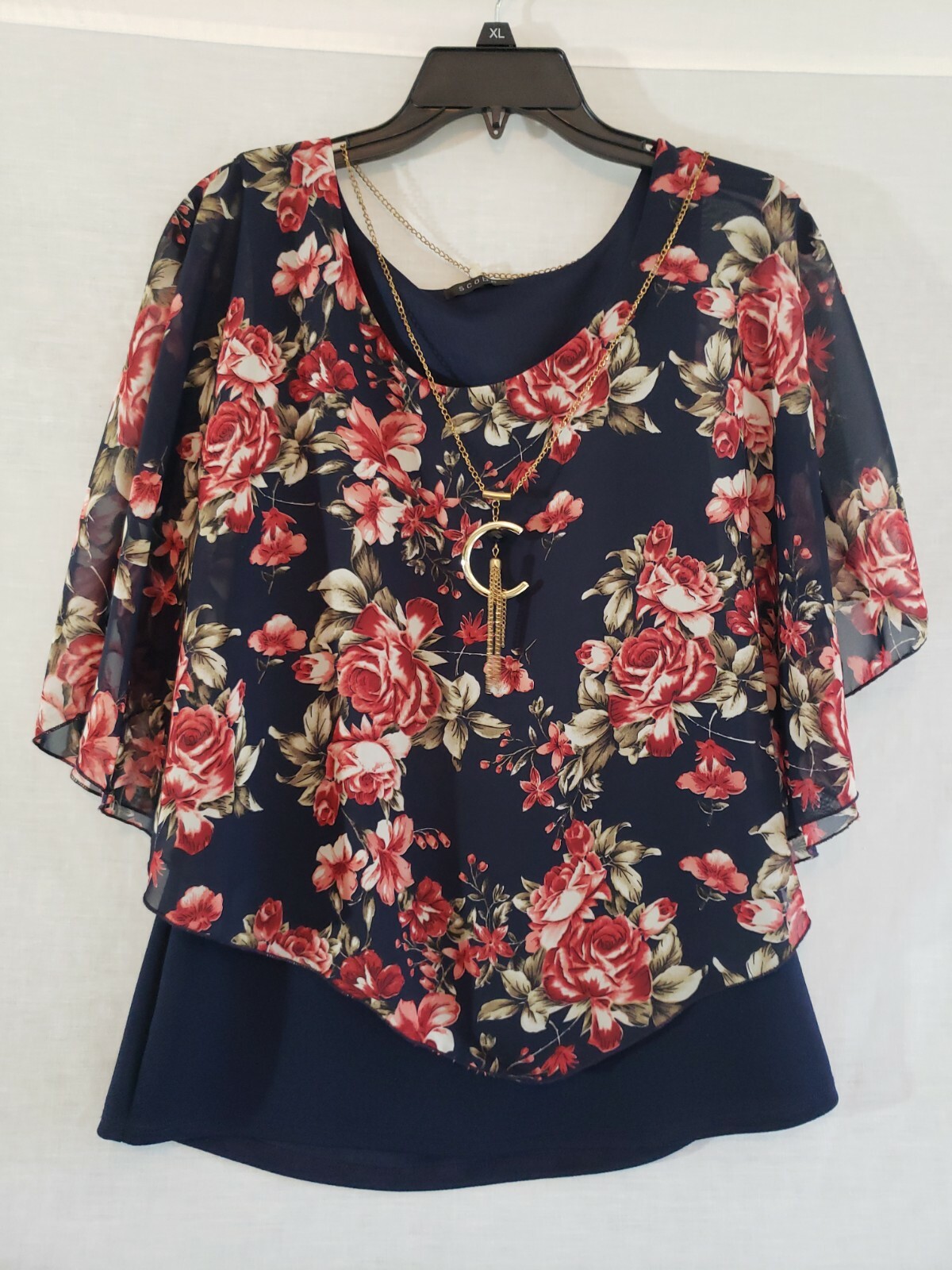 SCOBE Cape blue floral top blouse #J-A189J