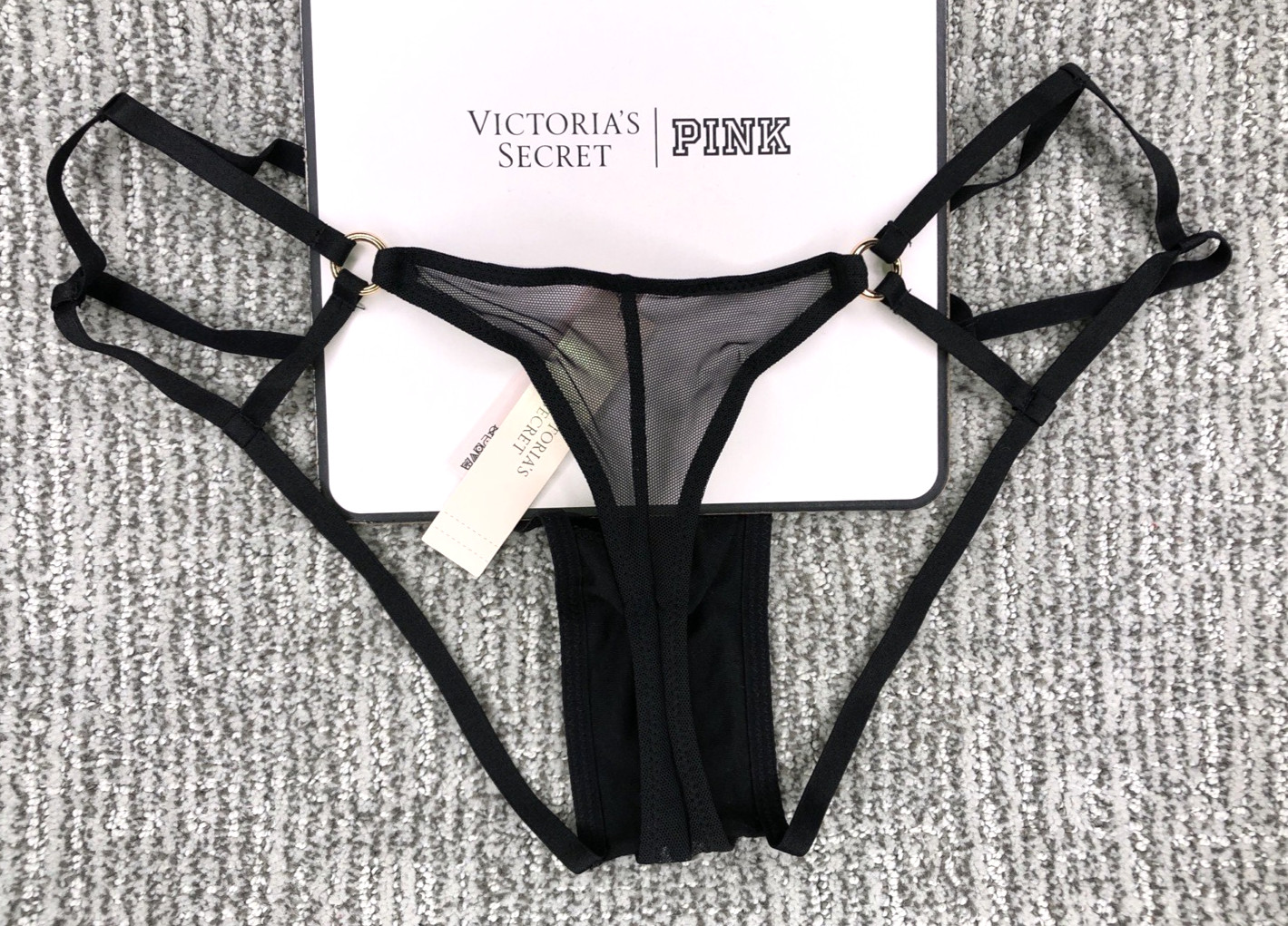 Victoria’s Secret NWT Strappy High Leg Hardware Cheeky Panty XXL Black Sexy
