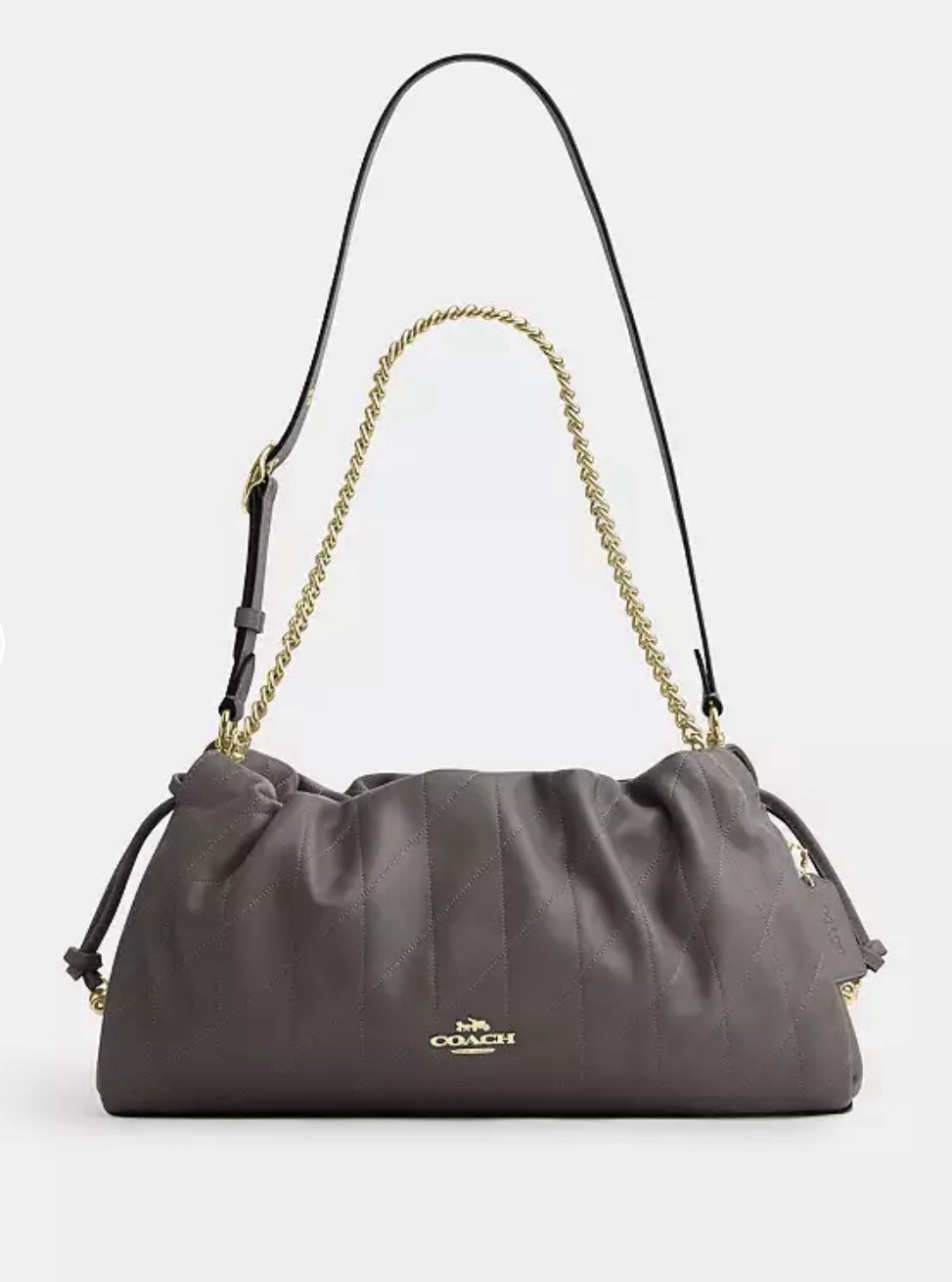 NWT Faye Large Shoulder & Crossbody Bag Quilting Nappa Leather CCZ58 Gold/Slate