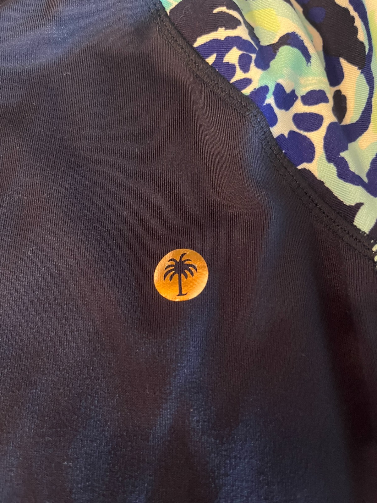 Lilly Pulitzer Navy Blue Teal Green Pink Rose Gold Zipper Luxletic Jacket Medium