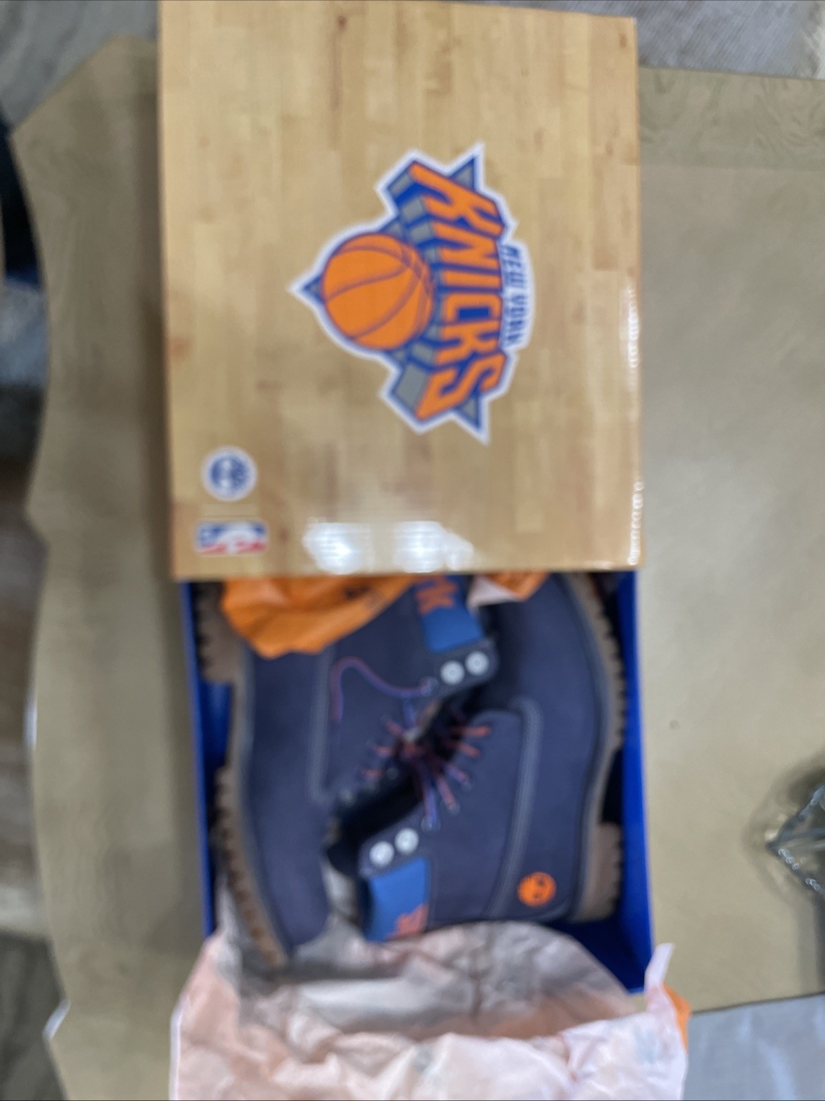 Timberland NBA New York Knicks Nubuck Lace-Up Ankle Work Boots Blue 8.5M