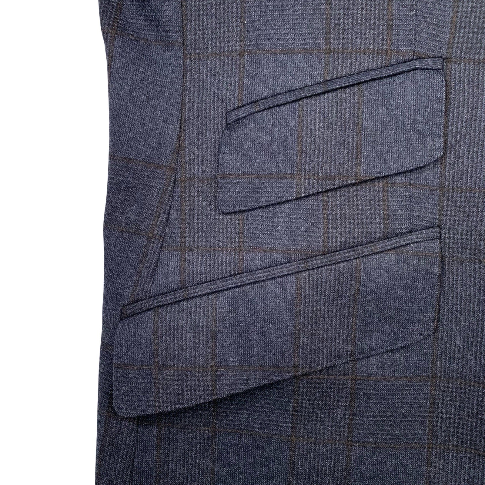 Mens 44 R Joseph Abboud ” Black Label ” Navy Windowpane Flannel Weight Made USA