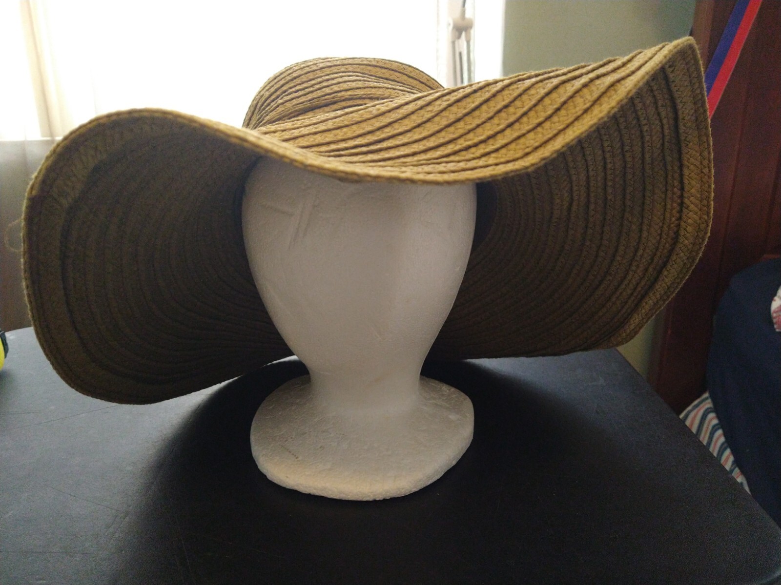 Angela & William 100% Straw Paper Hat Wide Brim With Heart Trim Lace SEE DETAILS