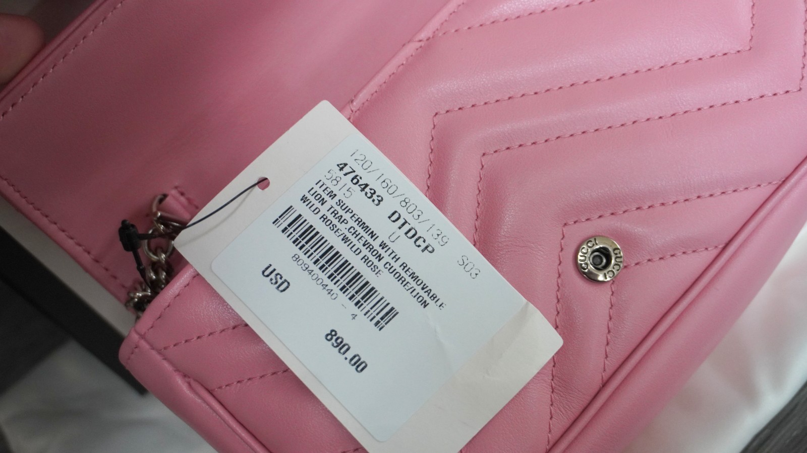 Brand New Gucci GG Marmont Super Mini Pink Matelasse Leather Crossbody Bag