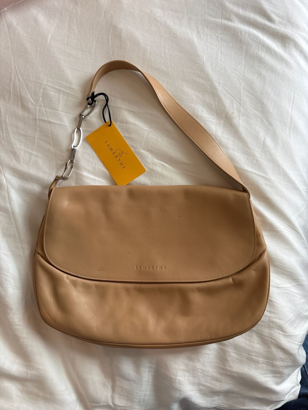 Lamarthe Gioia Naturel Tan Leather Flap Shoulder Bag