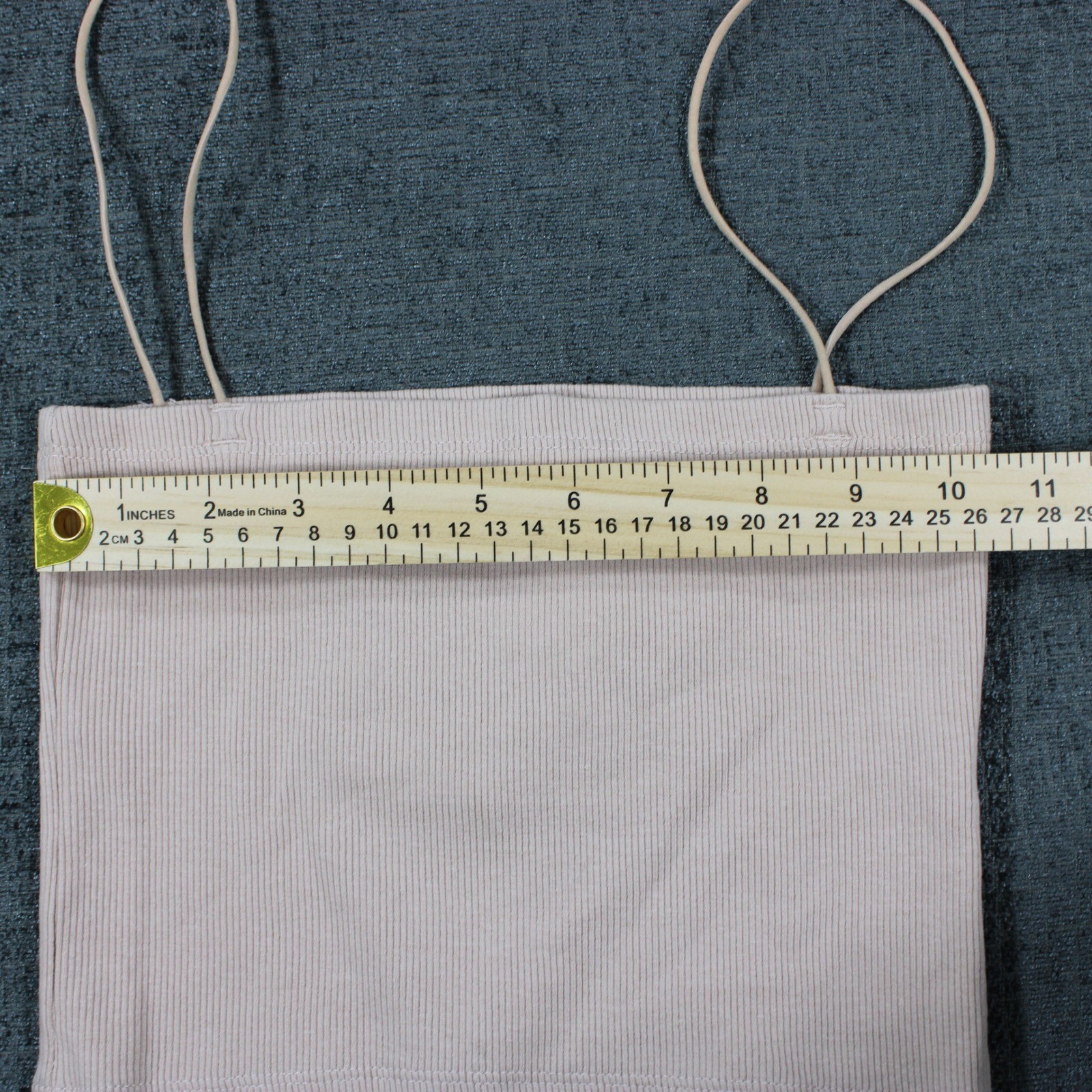 Zara Ribbed Knit Spaghetti Strap Crop Top Beige Tan Medium 3253/335/710