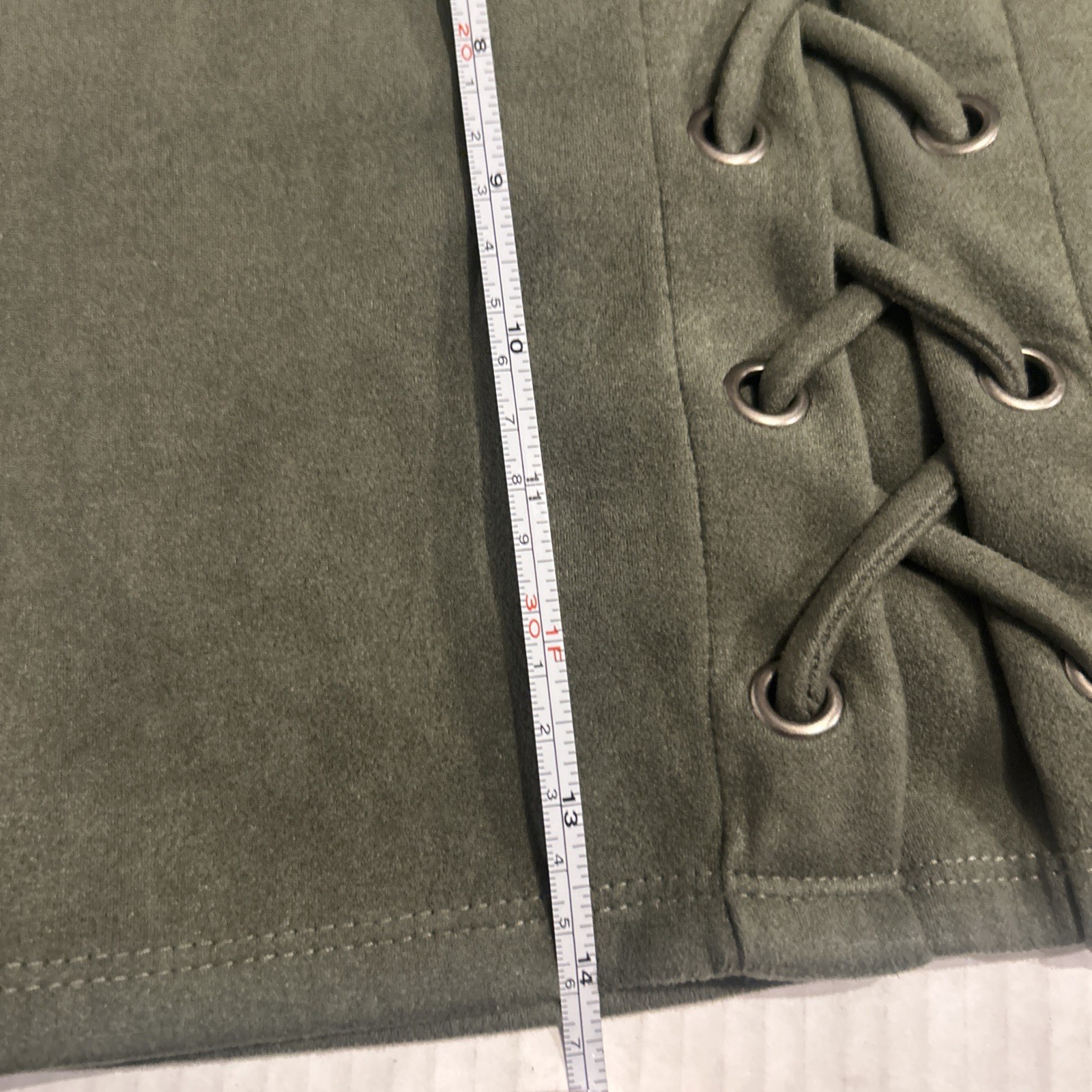 Windsor Olive green Lace Up mini skirt Size Small Polyester Spandex Blend