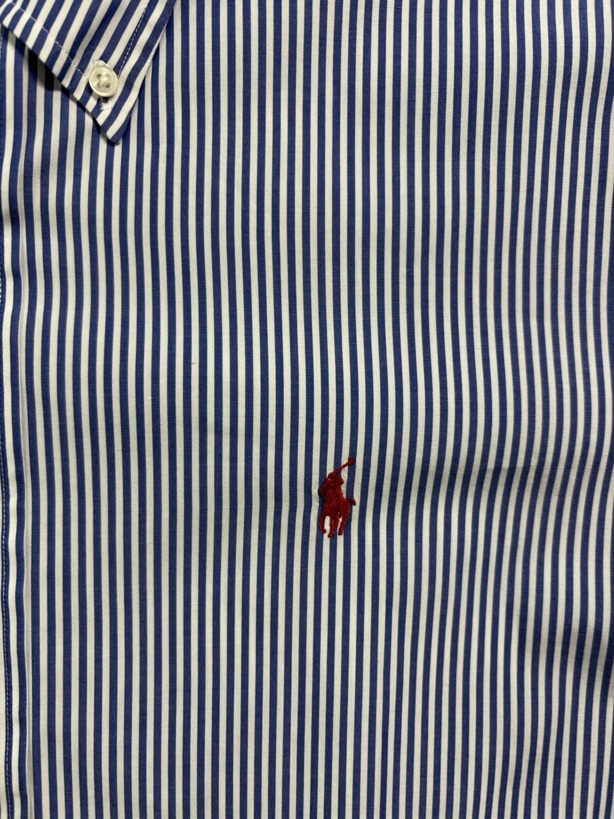 Ralph Lauren Custom Fit Shirt Mens XL Blue White Stripe Button Down