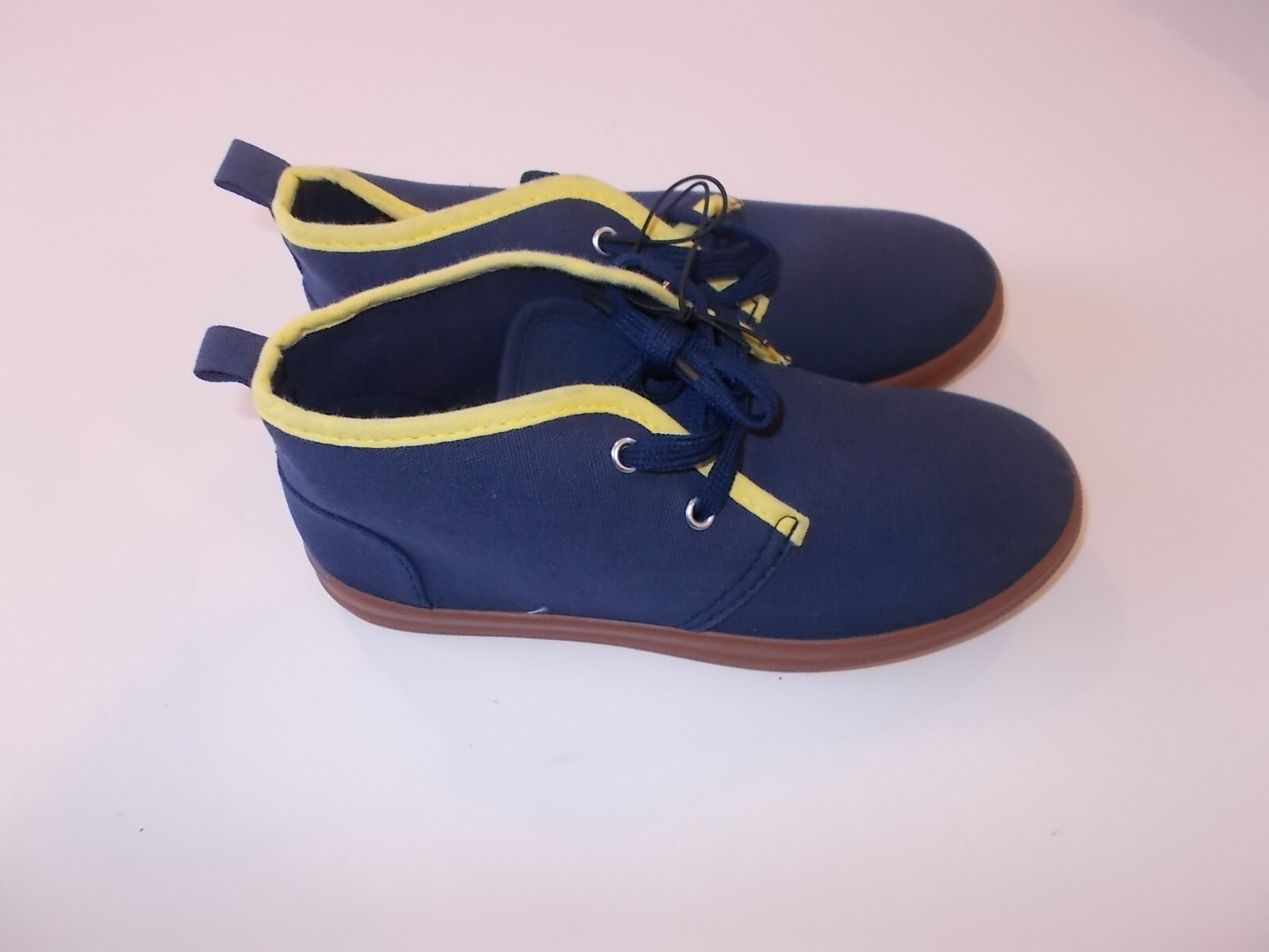 DC Boy’s Youth Size 4 Blue And Yellow Lace Up Canvas Ankle Boots