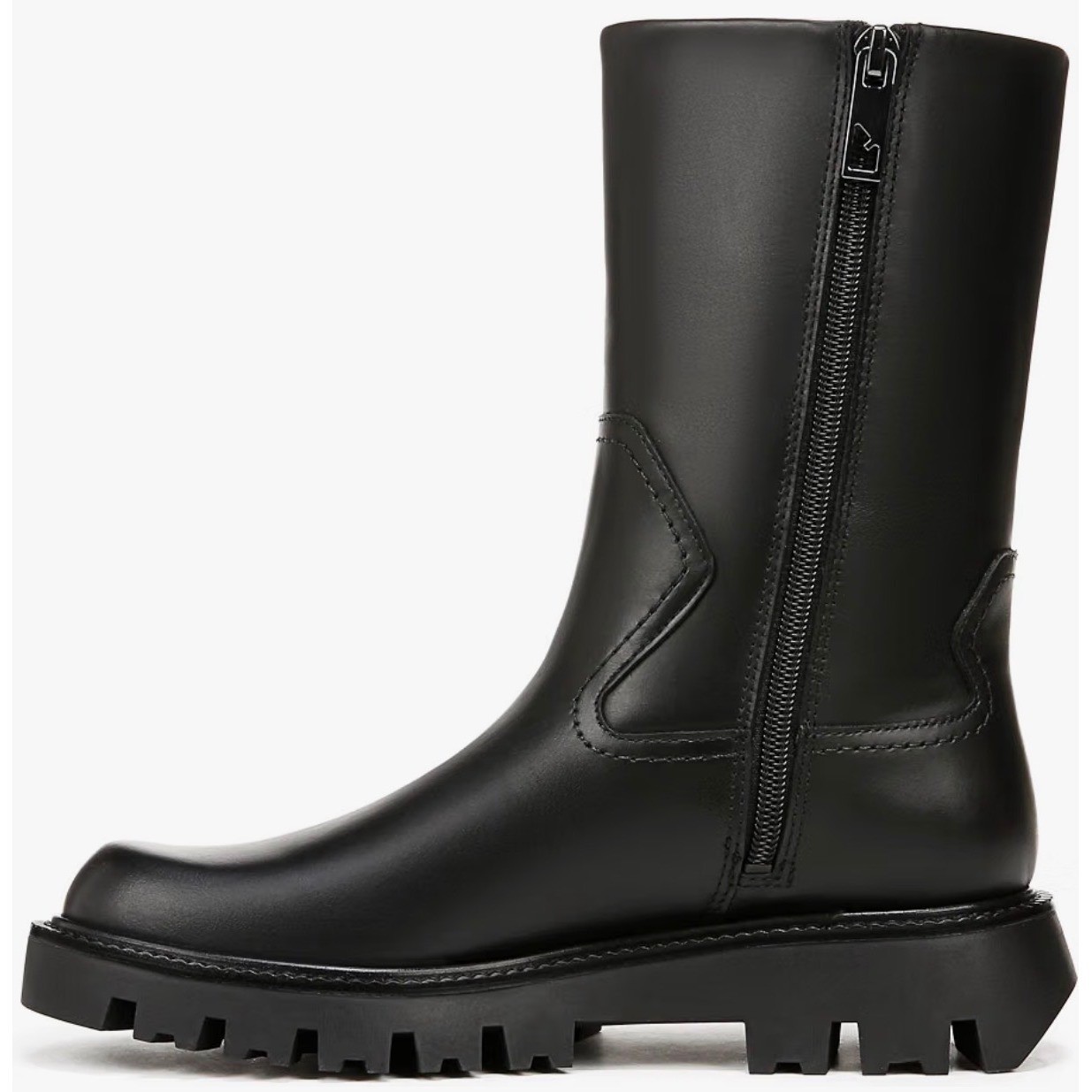 Franco Sarto L-Brina Womens Black Leather Moto Lug Sole Platform Boots Size 6M