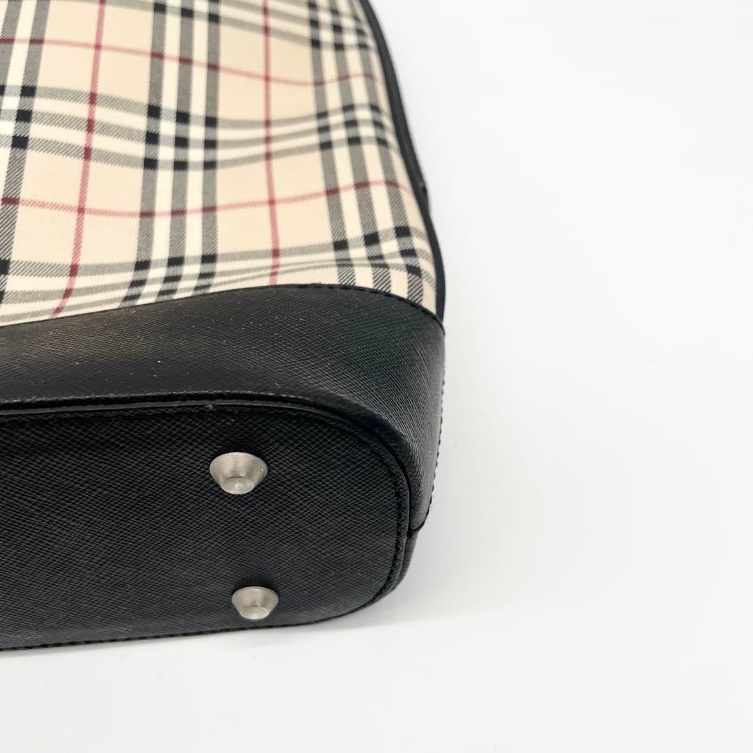 Burberry Nova Check Leather Tote Bag, 8.7×10.6×4.7in, Used
