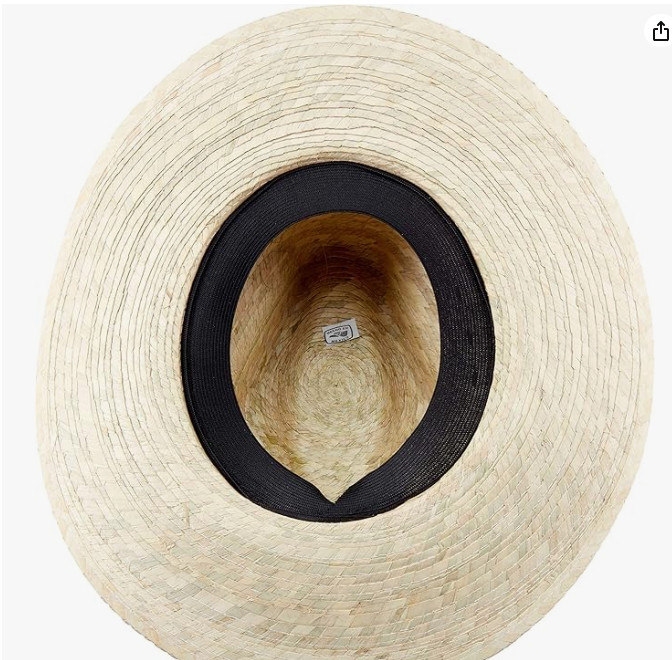 Mexican Palm Leaf Straw Indiana Wide Brim Hat, Light Tan w/Grommets