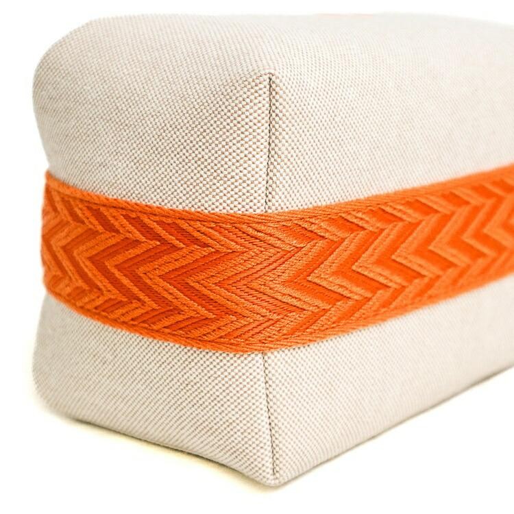 Hermes Bride A Brac PM Handbag Pouch Vanity Bag 7.9in Canvas Natural Orange 99