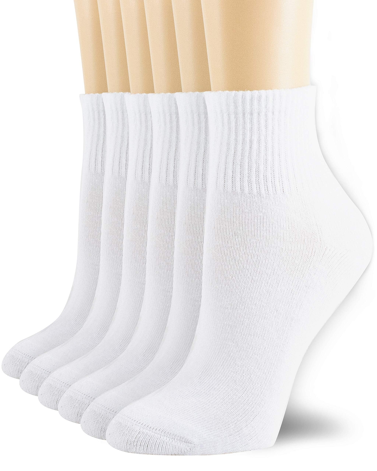 6 Pairs Women’s & Men’s Mini Crew/Ankle Cotton Athletic Socks with Thick Cushion