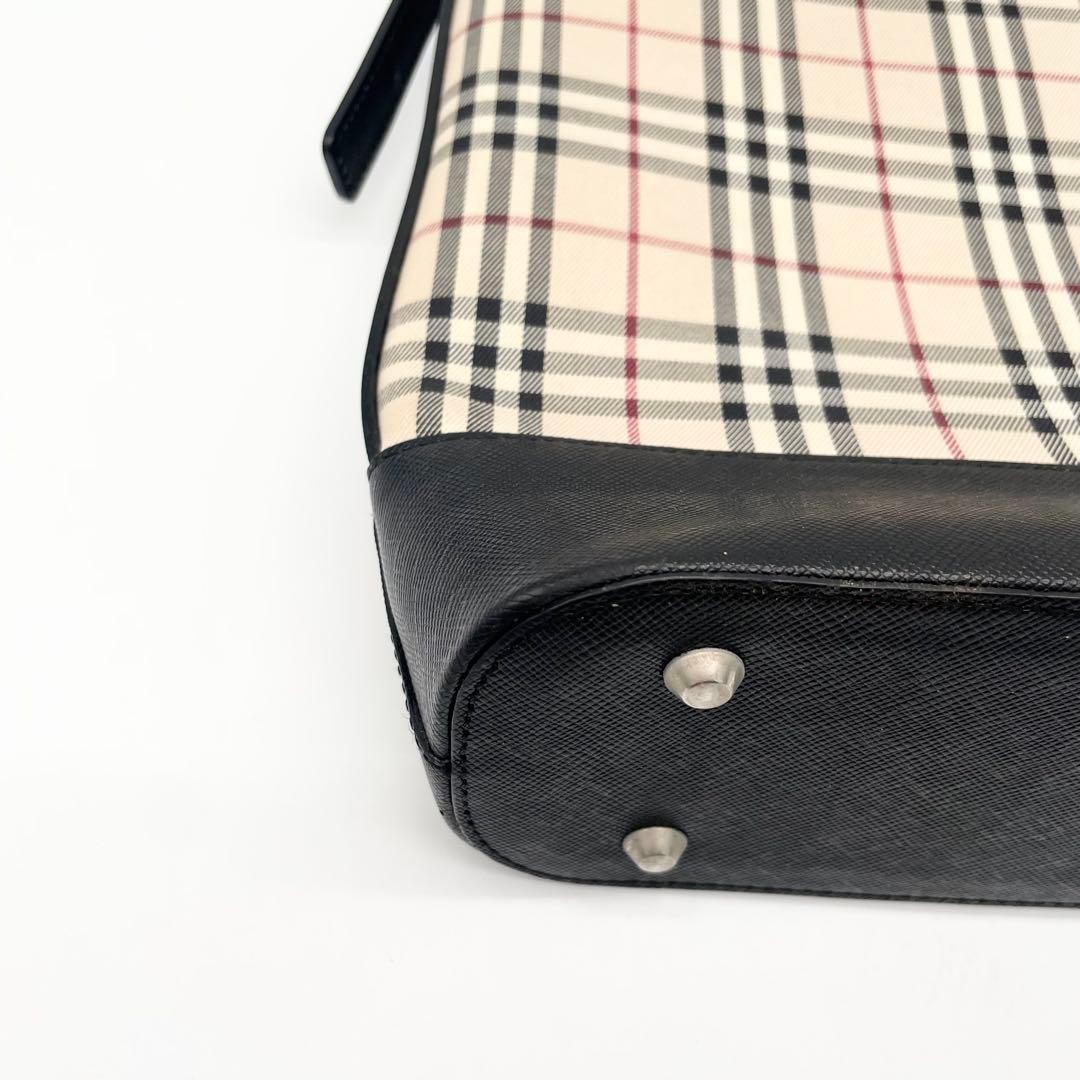 Burberry Nova Check Leather Tote Bag, 8.7×10.6×4.7in, Used