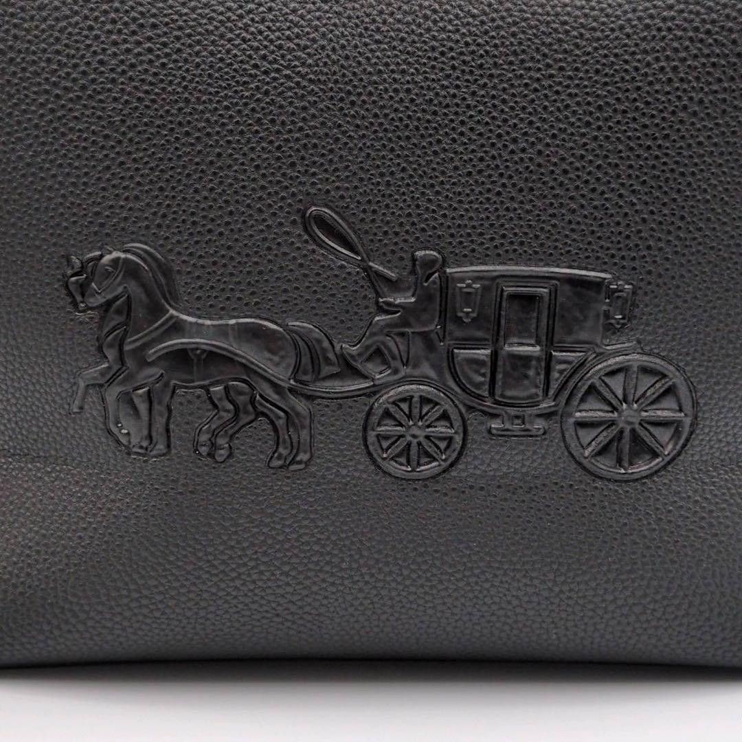 Coach Andy tote bag embossed carriage logo leather black shoulder bag fringe COA