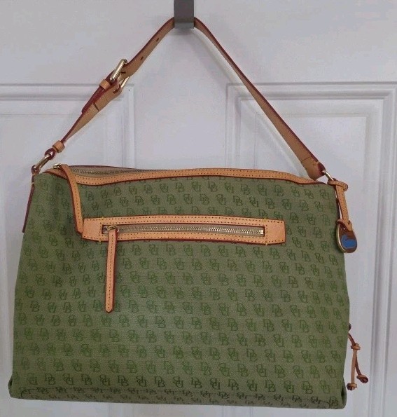 Large Vintage Dooney & Bourke Green Signature Canvas Tote NWOT