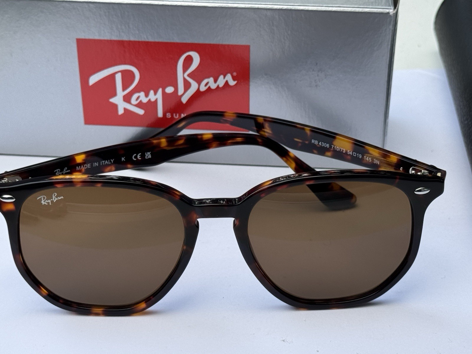 NEW Ray-Ban RB4306 710/73 Polished Light Havana/B-15 Brown Sunglasses 54mm