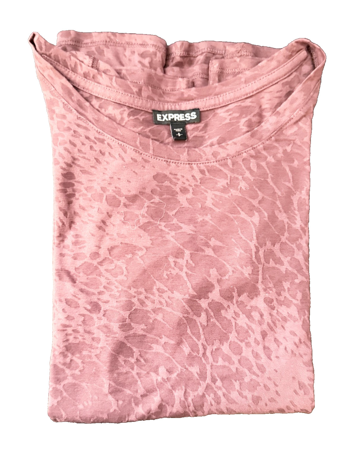 Express Women’s Semi-Sheer Rose-Colored Animal Print Long-Sleeve Top (Size: S)
