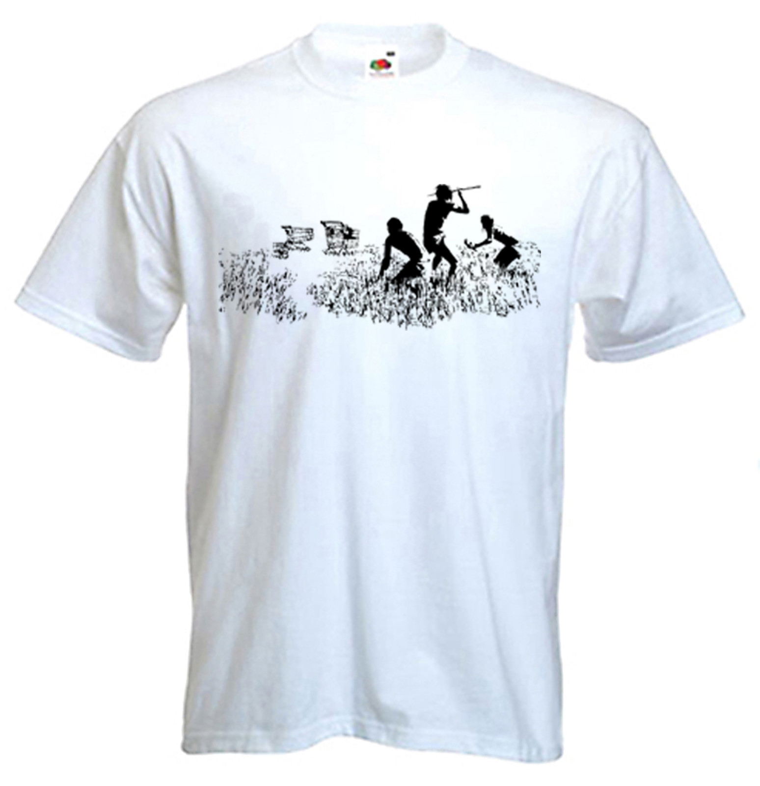 BANKSY SHOPPING TROLLEY HUNTERS T-SHIRT- Hunting Cavemen – Choice Of Colours