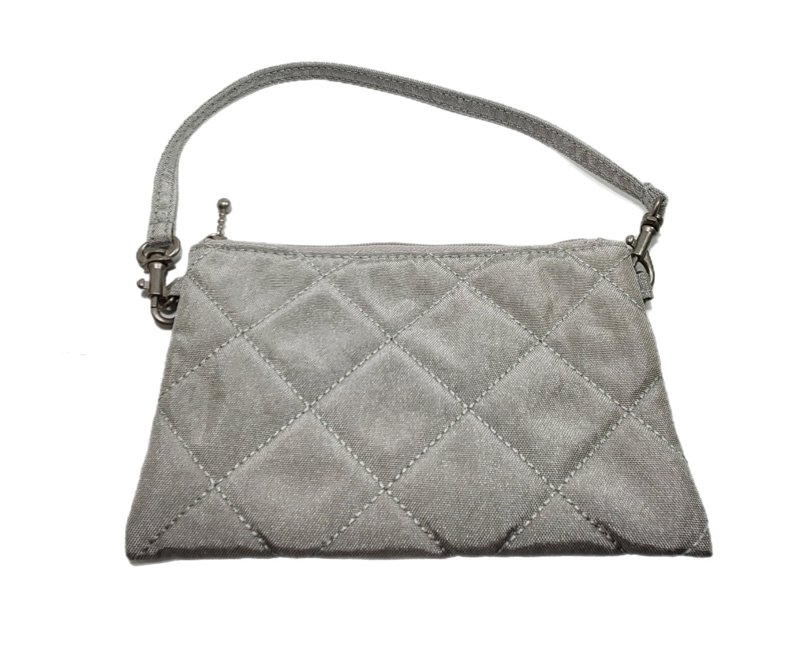 Baggallini Large Quilted Silver & Pink 3 Compartments Tote Travel Bag Purse New